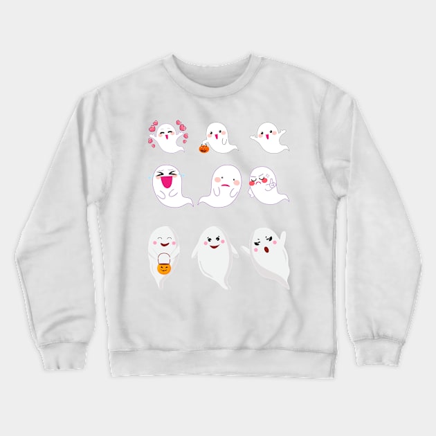 Warawara Funny Ghosts Crewneck Sweatshirt by PeterAShraf